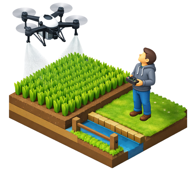 ドローンによる農薬散布イメージ