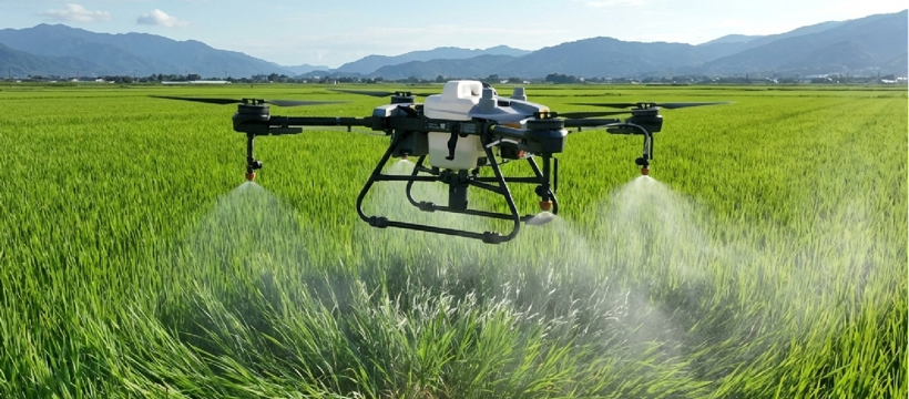 田んぼドローンによる農薬・肥料散布イメージ